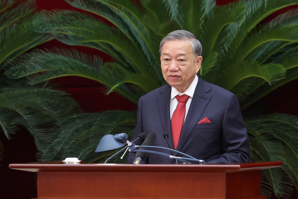 Tổng Bí thư Tô Lâm đã phát biểu khai mạc Hội nghị lần thứ 13, Ban Chấp hành Trung ương Đảng khoá XIII - Ảnh VGP/Nhật Bắc