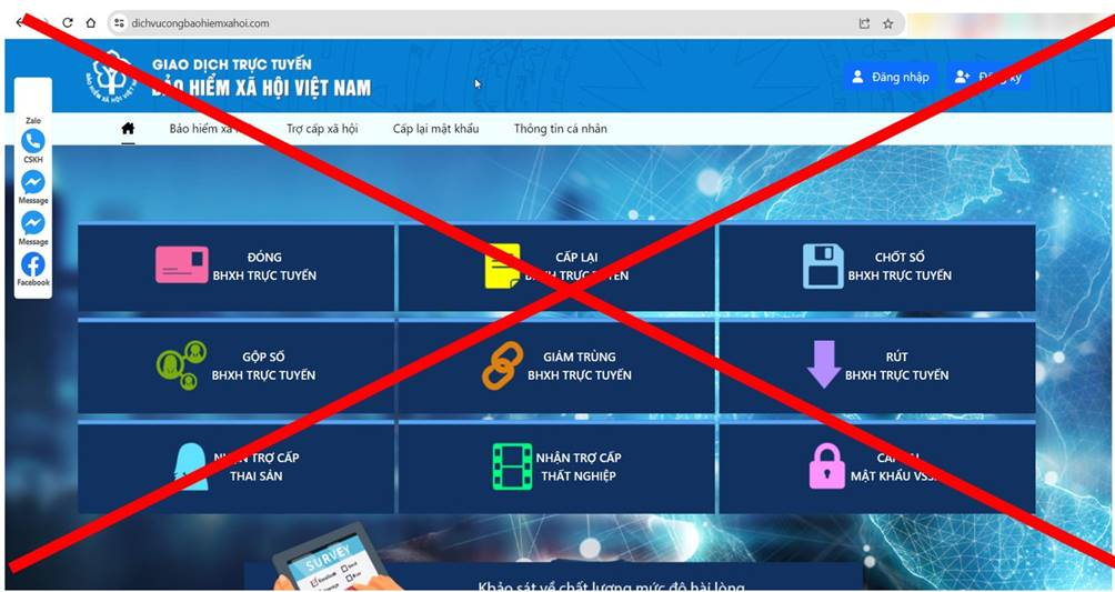 BHXH Việt Nam đã đưa ra cảnh báo trang web giả mạo Cổng thông tin điện tử BHXH Việt Nam