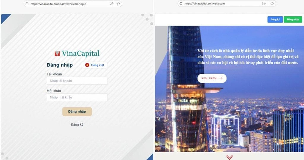 Các website giả mạo được nêu trong cảnh báo của UBCKNN ngày 21/10. Ảnh: TTXVN