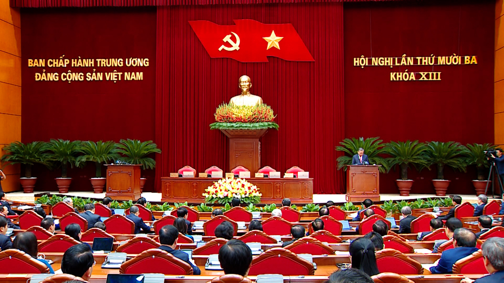 Hội nghị lần thứ 13 Ban Chấp hành Trung ương Đảng khóa XIII. Ảnh: TTXVN