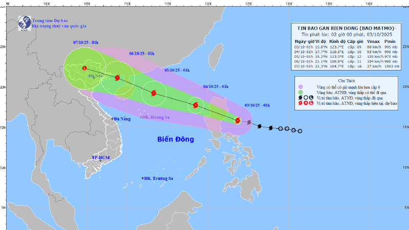 Bão Matmo sẽ gây mưa lớn cho Bắc Bộ