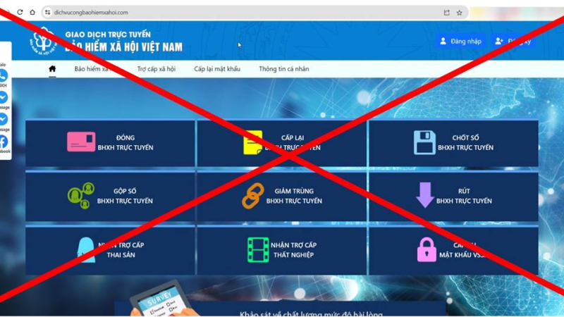 Phát hiện website giả mạo Bảo hiểm xã hội Việt Nam