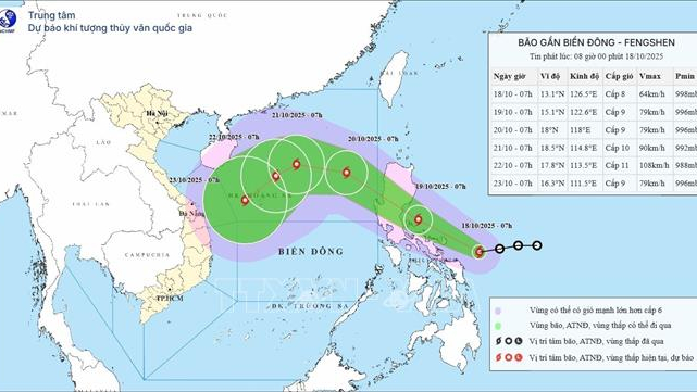 Áp thấp nhiệt đới đã mạnh lên thành bão với tên quốc tế là FENGSHEN
