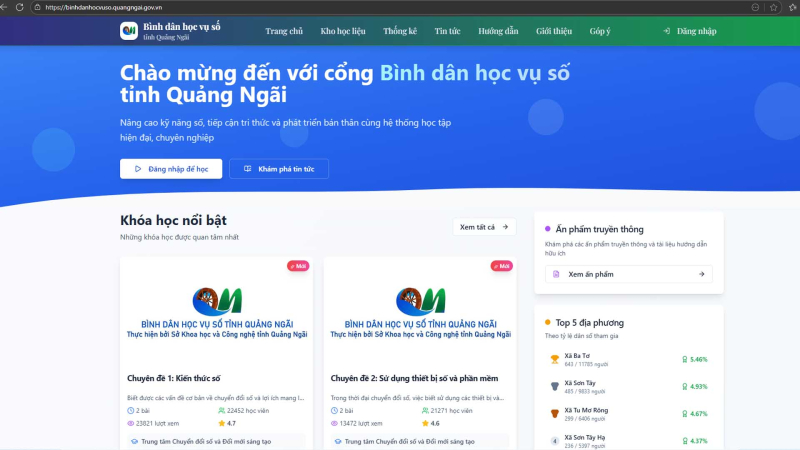 Nâng cao kỹ năng số từ Cổng Bình dân học vụ số