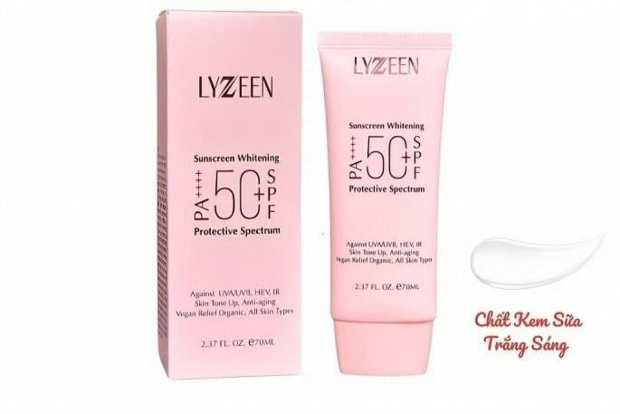 Kem chống nắng LYZEEN Whitening protective spectrum sunscreen SPF50+ PA++++. Ảnh chụp màn hình minh họa