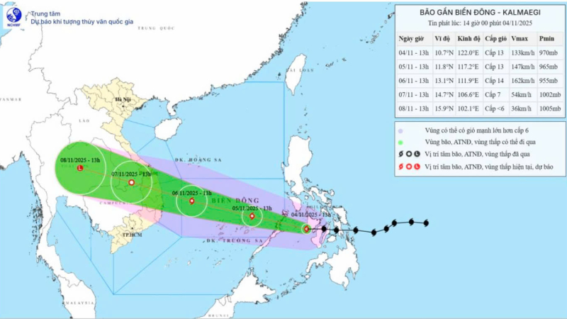 Tin bão gần Biển Đông (cơn bão Kalmaegi)