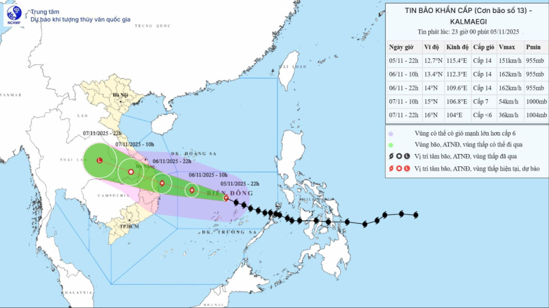 Cập nhật cơn bão số 13