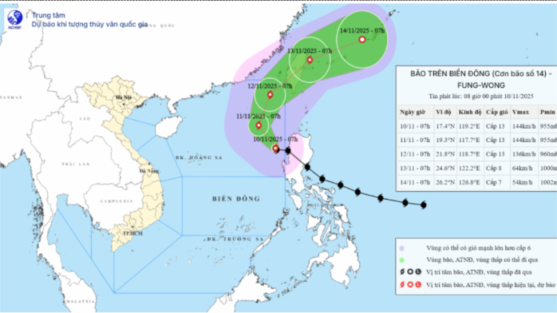 Tin bão trên Biển Đông (cơn bão số 14)