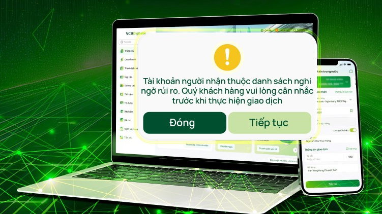Vietcombank mở rộng cảnh báo tài khoản nhận tiền nghi ngờ gian lận, lừa đảo