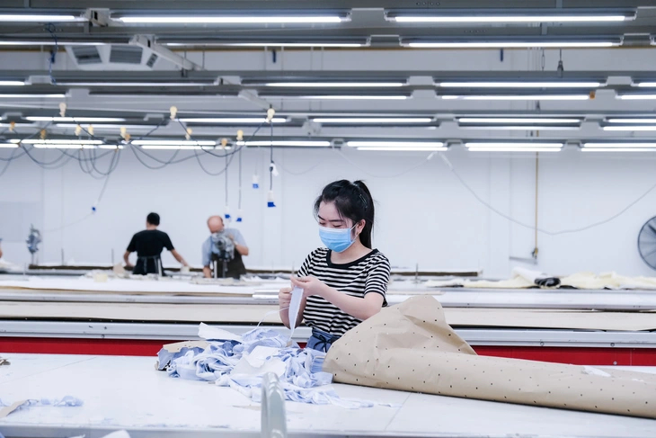 Công nhân sản xuất trong một nhà máy may mặc FDI tại tỉnh Bắc Ninh - Ảnh: HÀ QUÂN
