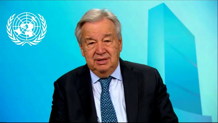 Tổng thư ký Liên Hợp Quốc (LHQ), Antonio Guterres nhấn mạnh đến việc thiết lập hoà bình và công lý trong thông điệp chào đón năm mới 2026. Nguồn: UN/REUTERS