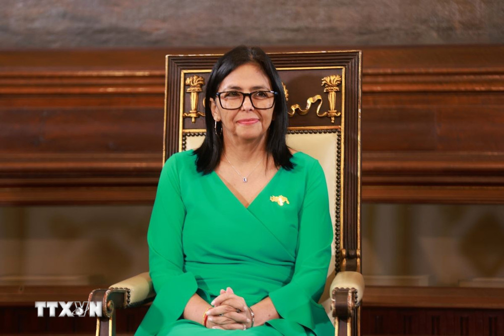 Tổng thống lâm thời Venezuela Delcy Rodríguez. Ảnh: THX/TTXVN