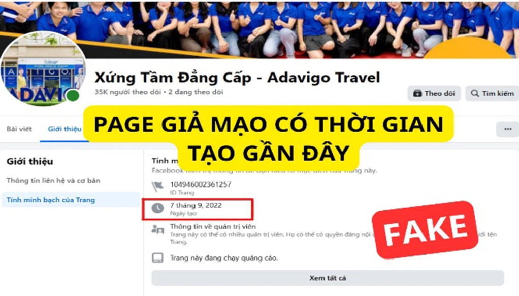 Trang web giả mạo. Ảnh: Bộ Công an