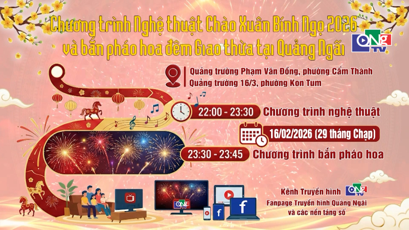 Quảng Ng&atilde;i sẽ bắn ph&aacute;o hoa tại 2 địa điểm dịp giao thừa Tết B&iacute;nh Ngọ 