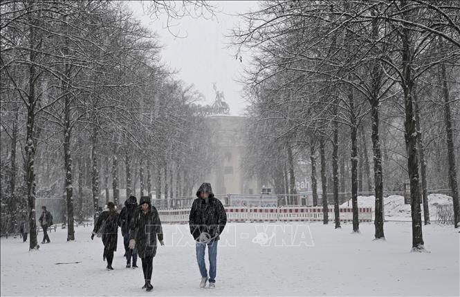 Tuyết phủ trắng tại Berlin, Đức ngày 31/12/2025. Ảnh: Anadolu Agency/TTXVN