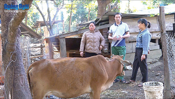 Nhờ được hỗ trợ bò giống, gia đình chị Lương Thị Luyến (bên phải), ở thôn 4, xã Ia Đal vươn lên thoát nghèo.