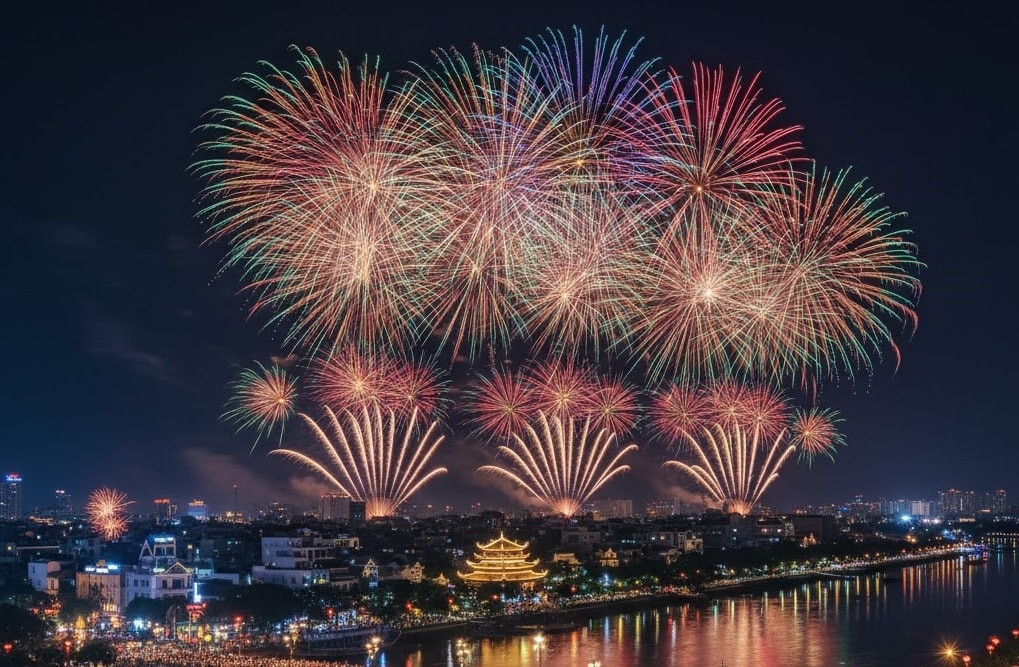 Hà Nội sẽ tổ chức bắn pháo hoa tại 33 điểm. Ảnh minh họa