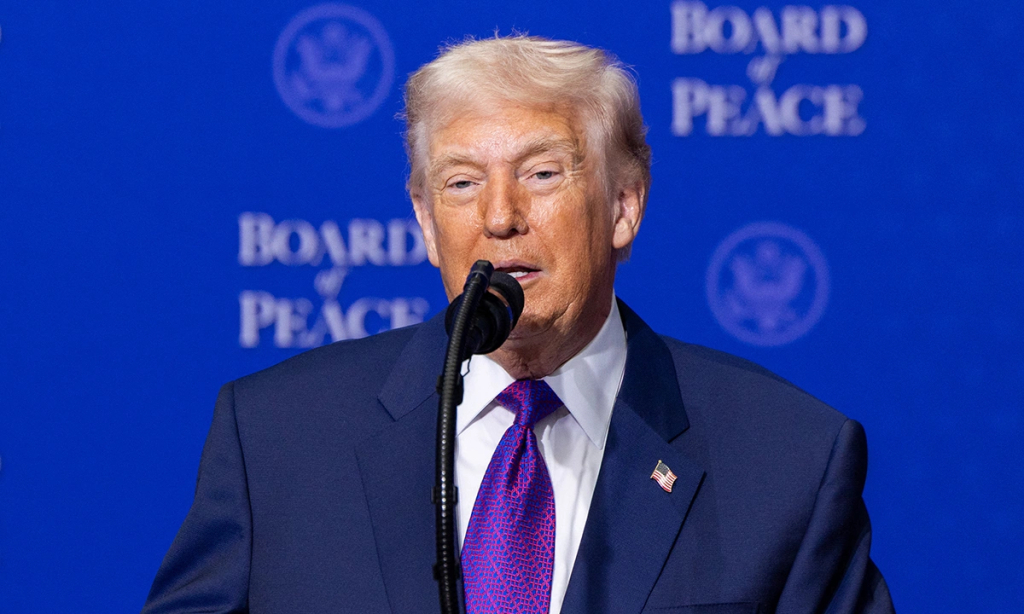 Tổng thống Trump trong phiên họp của Hội đồng Hòa bình ở thủ đô Washington ngày 19/2. Ảnh: AFP