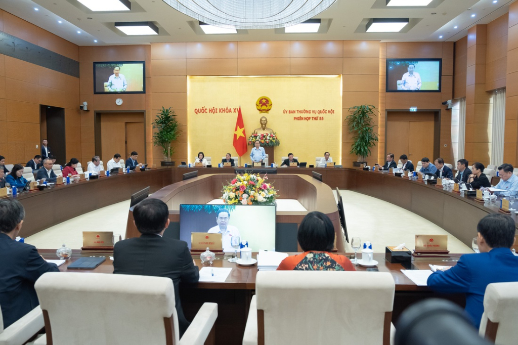 Quang cảnh đợt 1 phiên họp thứ 55 của Ủy ban Thường vụ Quốc hội. Ảnh: Media Quốc hội
