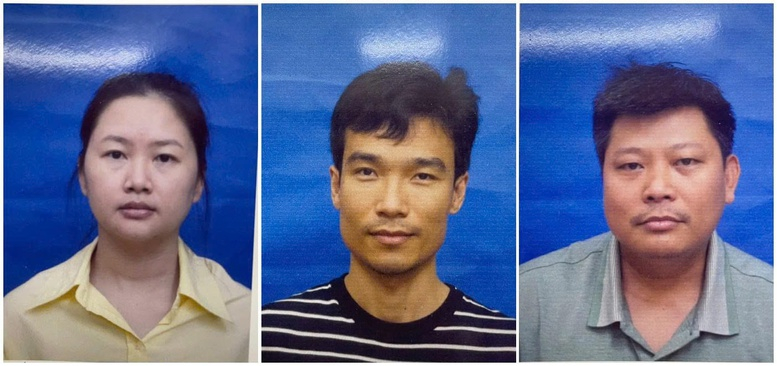 Các đối tượng từ trái qua: Ngô Thị Thảo, Trần Quang Chiến, Vương Lê Vĩnh Nhân - Ảnh: BCA