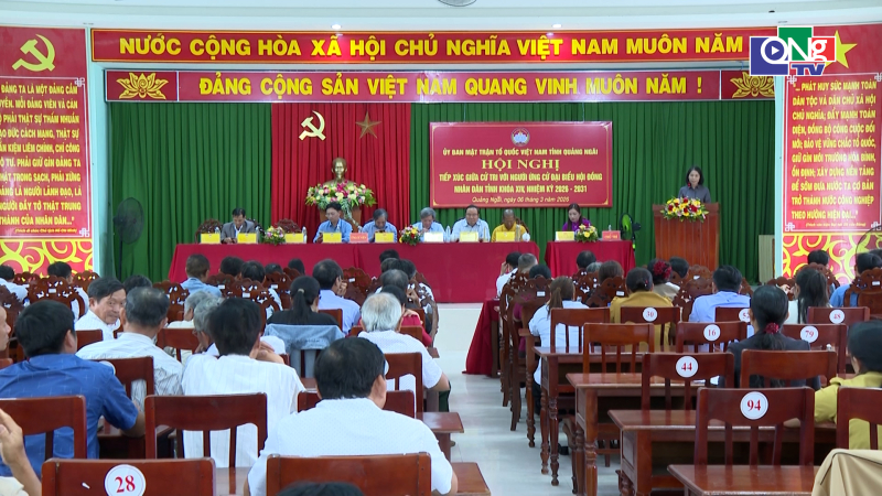 Hội nghị tiếp x&uacute;c giữa cử tri với người ứng cử đại biểu HĐND tỉnh tại phường Đức Phổ v&agrave; Tr&agrave; C&acirc;u