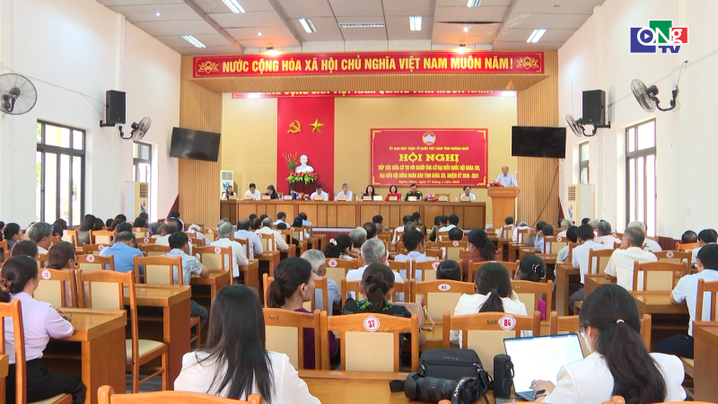 Hội nghị tiếp x&uacute;c giữa cử tri với người ứng cử đại biểu Quốc hội v&agrave; HĐND tỉnh tại x&atilde; Nghĩa H&agrave;nh