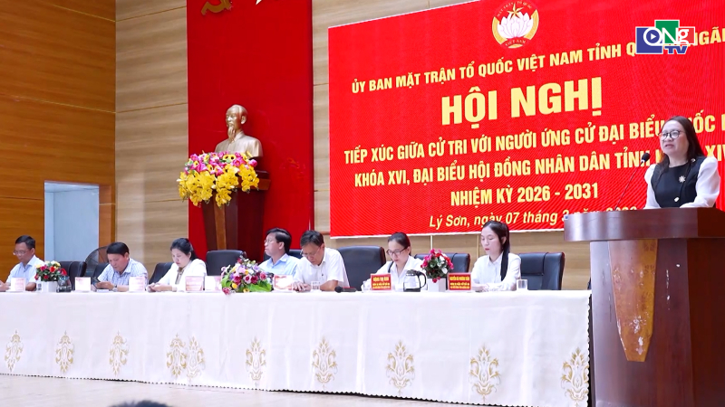 Hội nghị tiếp x&uacute;c giữa cử tri với người ứng cử đại biểu Quốc hội v&agrave; HĐND tỉnh tại đặc khu L&yacute; Sơn