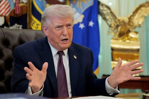 Tổng thống Mỹ Donald Trump phát biểu từ Nhà Trắng ngày 31/3. Ảnh: REUTERS