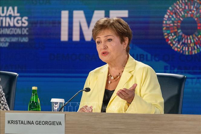 Tổng Giám đốc IMF Kristalina Georgieva phát biểu tại một cuộc họp báo ở Washington, D.C. Ảnh tư liệu: THX/TTXVN