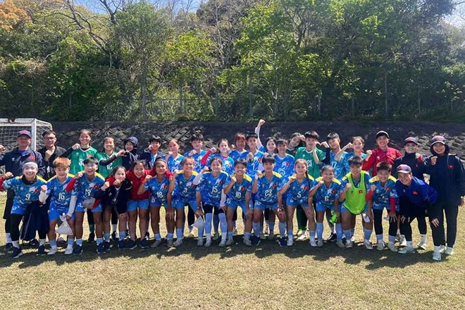 U17 nữ Việt Nam trở về nước sau chuyến tập huấn bổ ích tại Nhật Bản. Ảnh: VFF