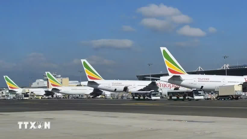 Máy bay của Ethiopian Airlines tại sân bay quốc tế Bole, Thủ đô Addis Ababa, Ethiopia. Ảnh: TTXVN