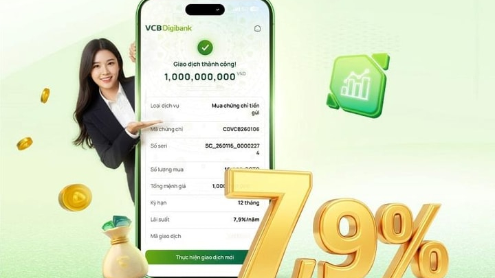 Vietcombank ph&aacute;t h&agrave;nh chứng chỉ tiền gửi trực tuyến, l&atilde;i suất đến 7,9%/năm
