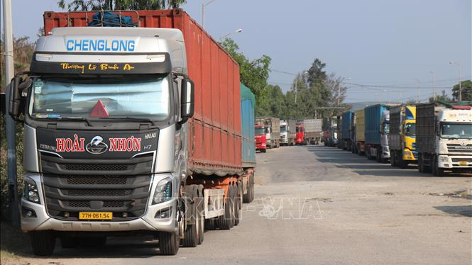 Xe trọng tải nặng "rải" dăm gỗ tr&ecirc;n Quốc lộ 24C, Quảng Ng&atilde;i 