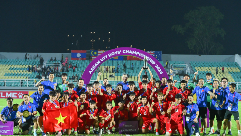U17 Việt Nam v&ocirc; địch U17 Đ&ocirc;ng Nam &Aacute; 2026