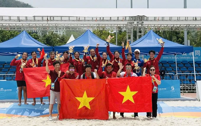 Đội tuyển bóng ném Việt Nam vừa giành HCV Đại hội thể thao bãi biển châu Á 2026.