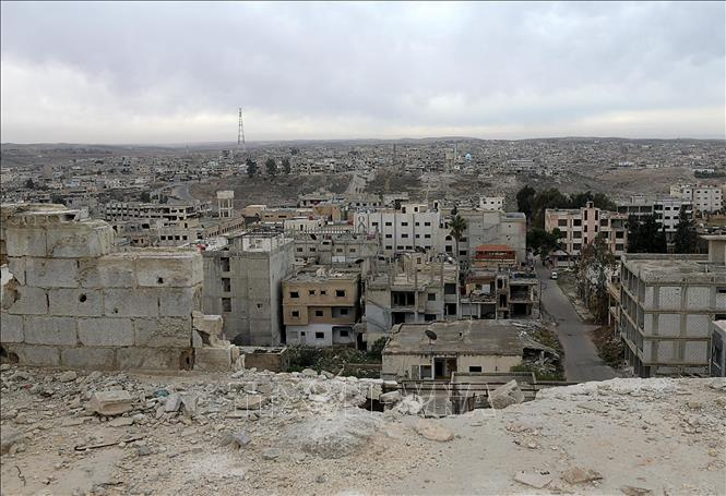 Cảnh đổ nát do chiến sự tại Daraa, Syria. Ảnh minh họa: THX/TTXVN