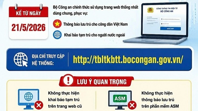Từ 21/5, khai b&aacute;o lưu tr&uacute;, tạm tr&uacute; cho người Việt Nam v&agrave; người nước ngo&agrave;i tr&ecirc;n một trang web chung