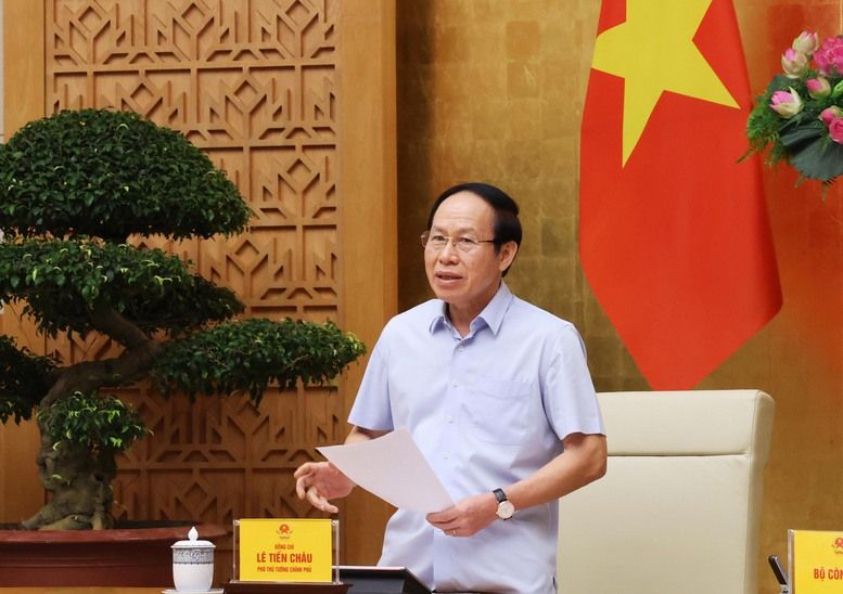 Phó Thủ tướng Lê Tiến Châu, Trưởng Ban Chỉ đạo xây dựng trường học cho các xã biên giới chủ trì cuộc họp của Ban Chỉ đạo trực tuyến với 22 địa phương. Ảnh: VGP/Thu Sa