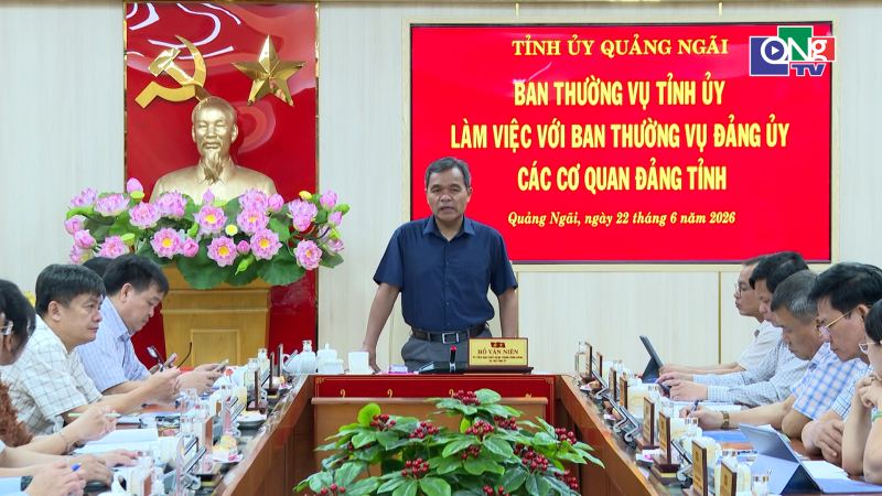 B&iacute; thư Tỉnh ủy Hồ Văn Ni&ecirc;n l&agrave;m việc với Đảng ủy c&aacute;c cơ quan Đảng tỉnh