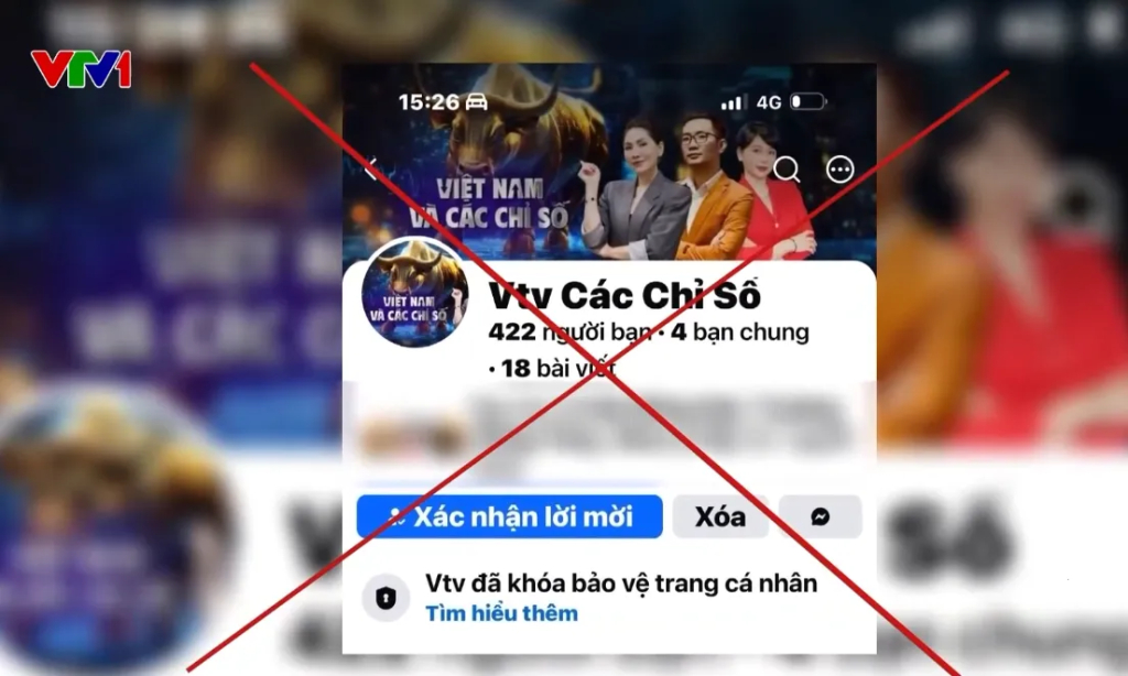 Các đối tượng xấu tạo lập tài khoản giả mạo chương trình "Việt Nam và các chỉ số" của VTV.