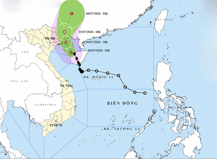 Vị trí và đường đi của bão số 1. Ảnh: thoitietvietnam.gov.vn