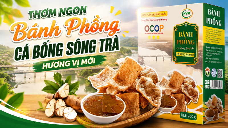 Thơm ngon b&aacute;nh phồng c&aacute; bống s&ocirc;ng Tr&agrave; Hương Vị Mới 