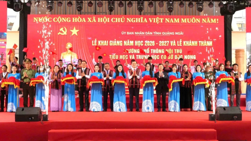 Khai giảng năm học mới v&agrave; kh&aacute;nh th&agrave;nh trường Phổ th&ocirc;ng nội tr&uacute; Tiểu học v&agrave; Trung học Dục N&ocirc;ng