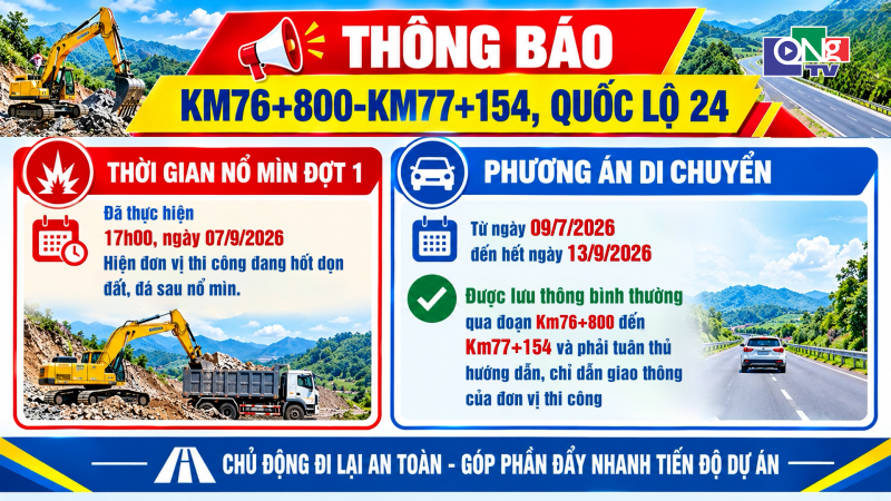 Quốc lộ 24 th&ocirc;ng xe b&igrave;nh thường đến hết ng&agrave;y 13/9