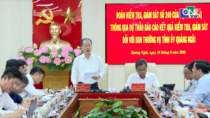 Đo&agrave;n kiểm tra, gi&aacute;m s&aacute;t của Bộ Ch&iacute;nh trị l&agrave;m việc tại Quảng Ng&atilde;i
