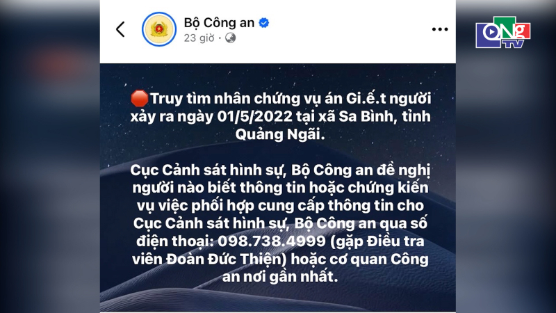 Bộ C&ocirc;ng an truy t&igrave;m nh&acirc;n chứng vụ &aacute;n tại Sa B&igrave;nh&nbsp;