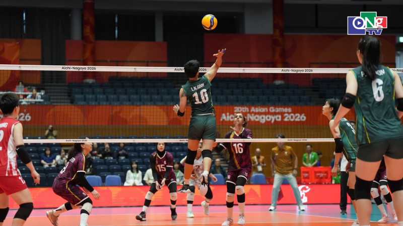 Tuyển b&oacute;ng chuyền nữ Việt Nam thắng Qatar 3-0 tại ASIAD 2026
