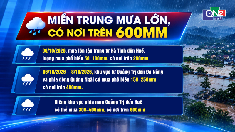 Miền Trung mưa lớn, c&oacute; nơi tr&ecirc;n 600mm