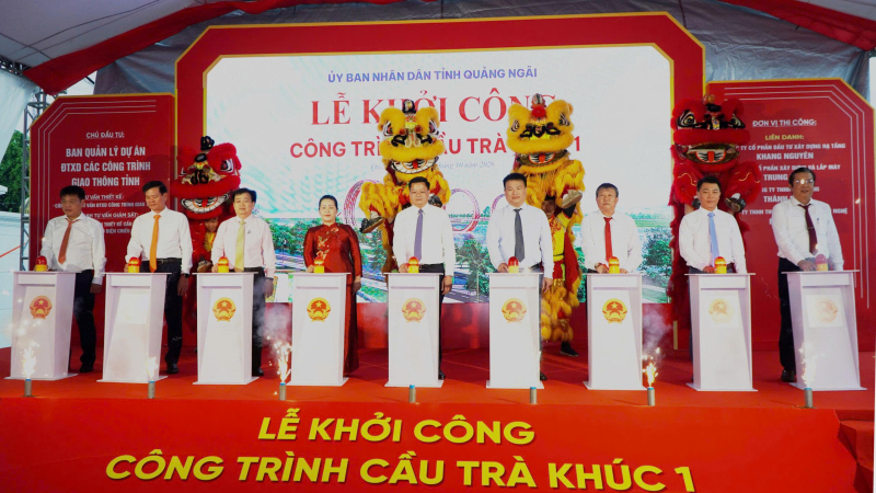 Khởi c&ocirc;ng x&acirc;y dựng cầu Tr&agrave; Kh&uacute;c 1